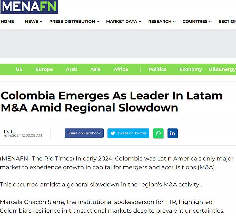 Colombia Emerges As Leader In Latam M&A Amid Regional Slowdown